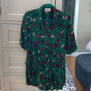 Ba&sh green floral tunic dress